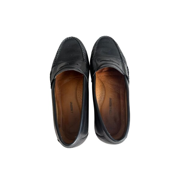 JOHNSTON & MURPHY Black Leather Oxford Slip On Dress Loafers Size 11 - Picture 4 of 8